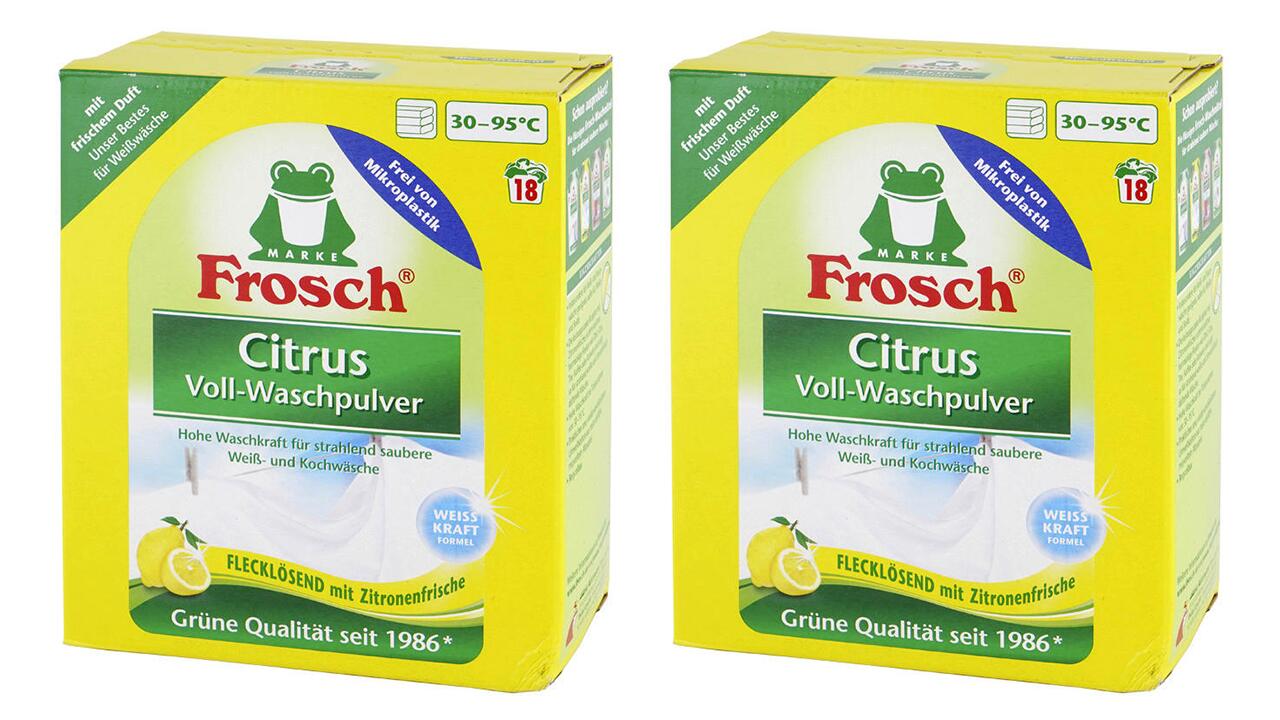 Frosch Citrus Voll-Waschpulver jetzt ohne Kunststoffverbindungen