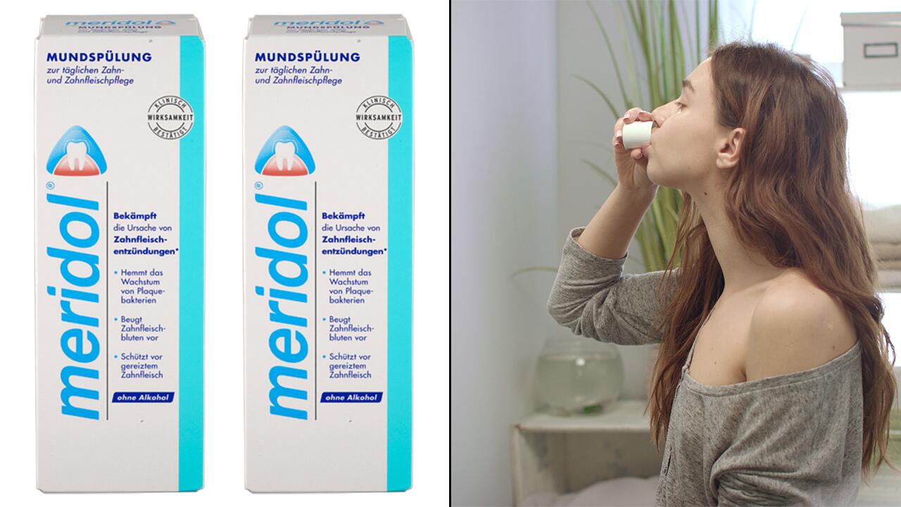 Meridol-Mundspülung im Test: Sie gehört zu den Produkten im Test, die enttäuschen. 