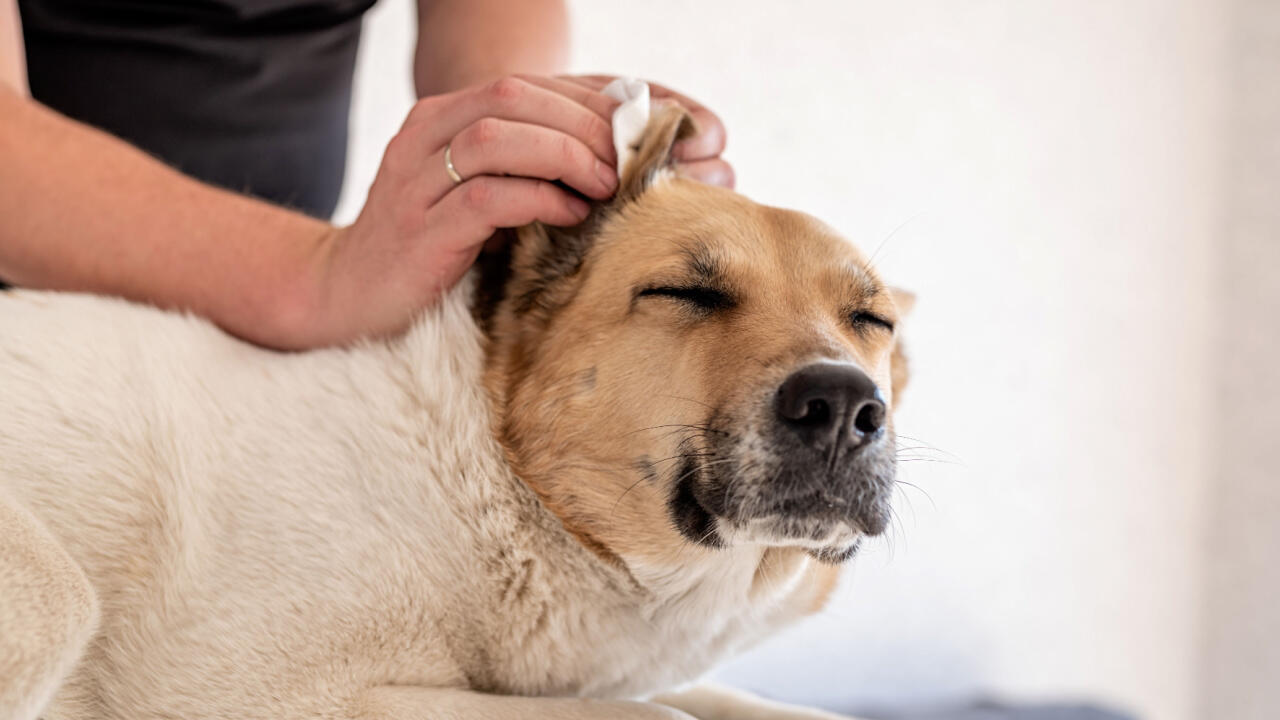 Zur Hundepflege gehört auch das Inspizieren und Sauberhalten der Ohrmuscheln.