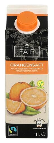 Fair Orangensaft aus Orangensaftkonzentrat, Fairtrade