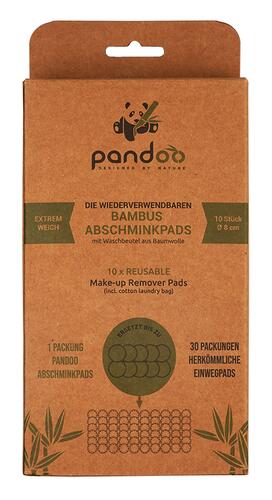 Pandoo Die Wiederverwendbaren Bambus Abschminkpads, 10 Stück, mit Wäschenetz