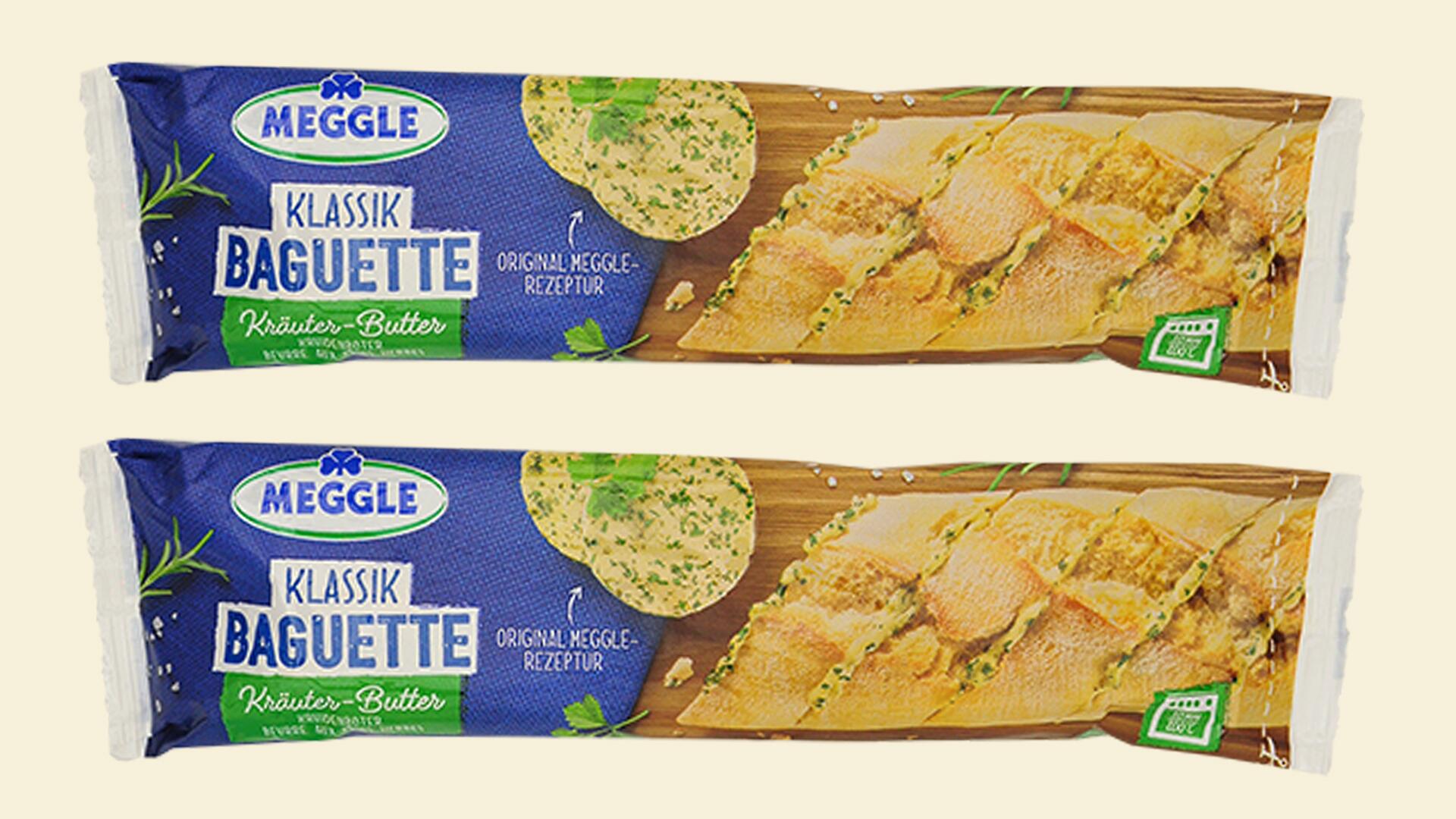 Das Kräuterbaguette von Meggle schneidet in unserem Test nur mit "ausreichend" ab.