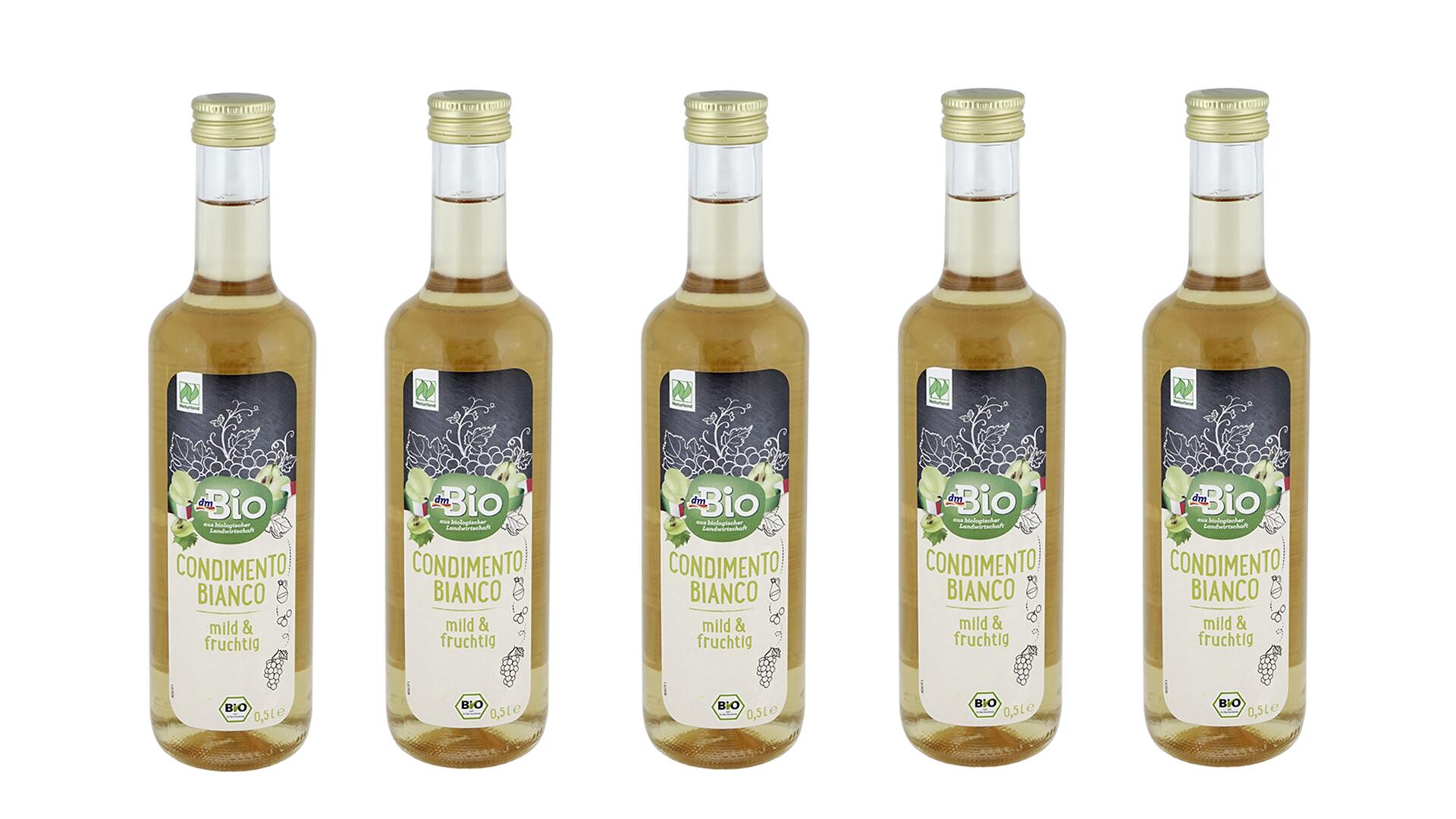 Der weiße Balsamico von dm hat nun ein angepasstes Zutatenverzeichnis.