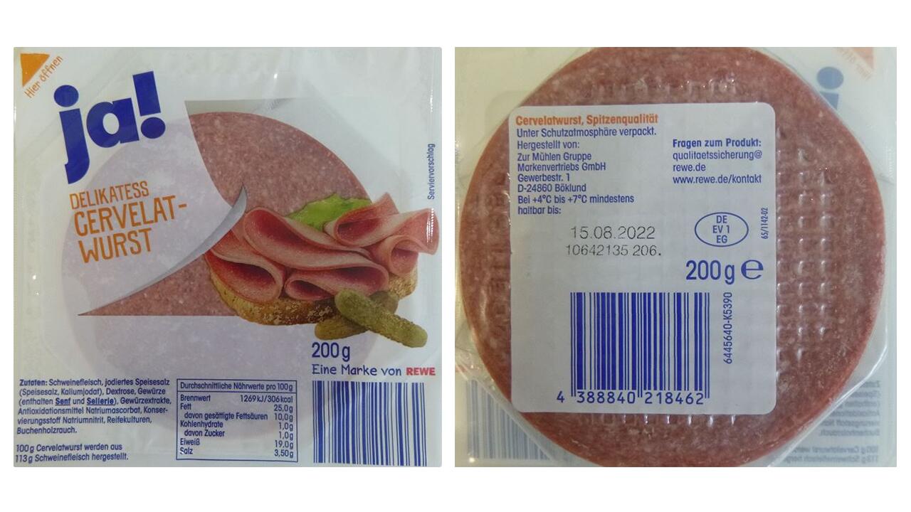 Die "ja! Delikatess Cervelatwurst" wurde auf dem Verkauf genommen.