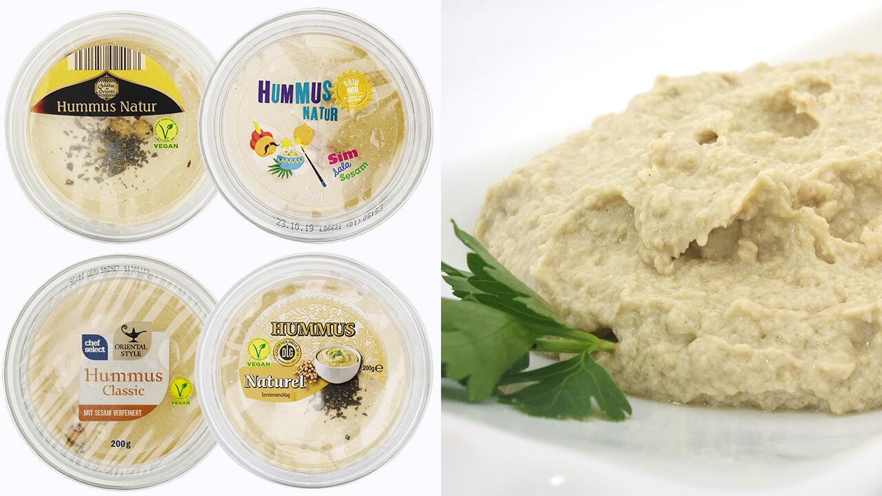 Discounter-Hummus im Vergleich: Die Kichererbsenpasten von Netto, Lidl, Penny und Aldi Süd erhalten unterschiedliche Gesamturteile. 