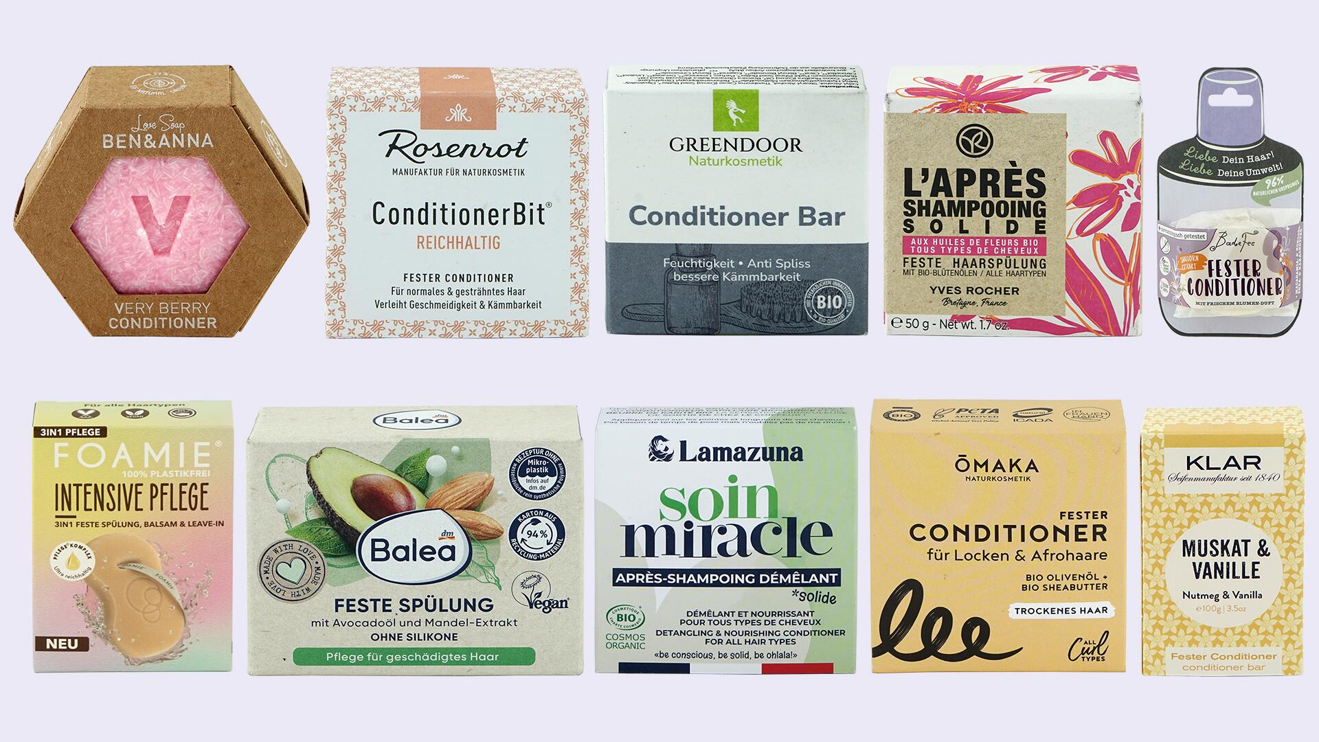 Feste Conditioner im Test: Wir haben 13 feste Haarspülungen getestet.
