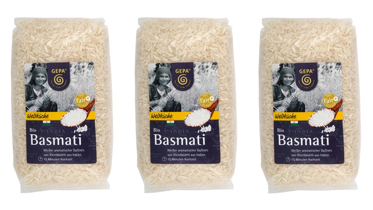Gepa Bio Basmatireis im Test: Der Reis gehört zu den Produkten im Test, die negativ auffallen. 