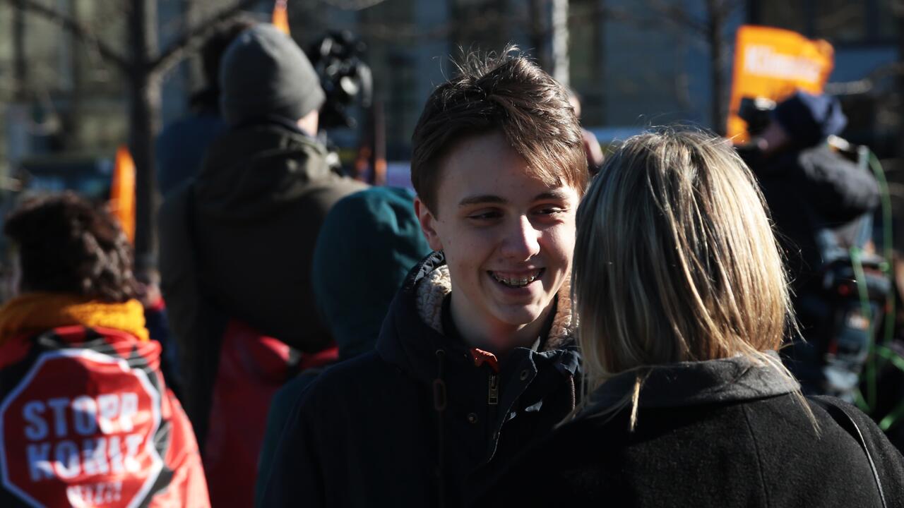 Linus Steinmetz auf einer Fridays-for-Future-Demo in Berlin im Februar 2019.