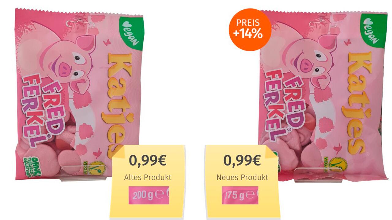 Mehrere Fruchtgummisorten von Katjes, darunter auch Fred Ferkel, sind die neue "Mogelpackung des Monats".