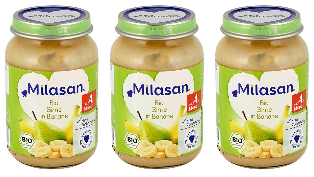 Milasan Obstbrei nach Test mit verbessertem Deckelmaterial