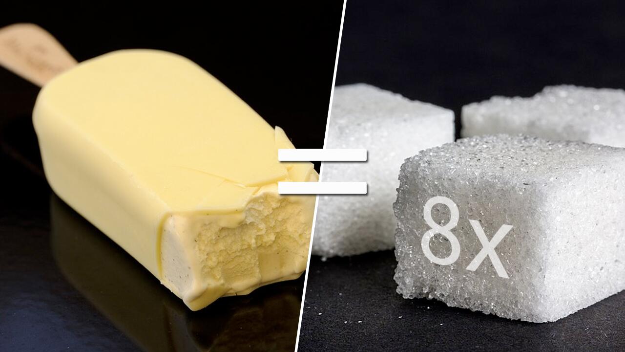 Wie viele Zuckerwürfel sind in einem Eis?