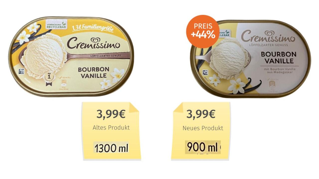 Unilever verkleinerte beim Cremissimo-Eis die Packungen.