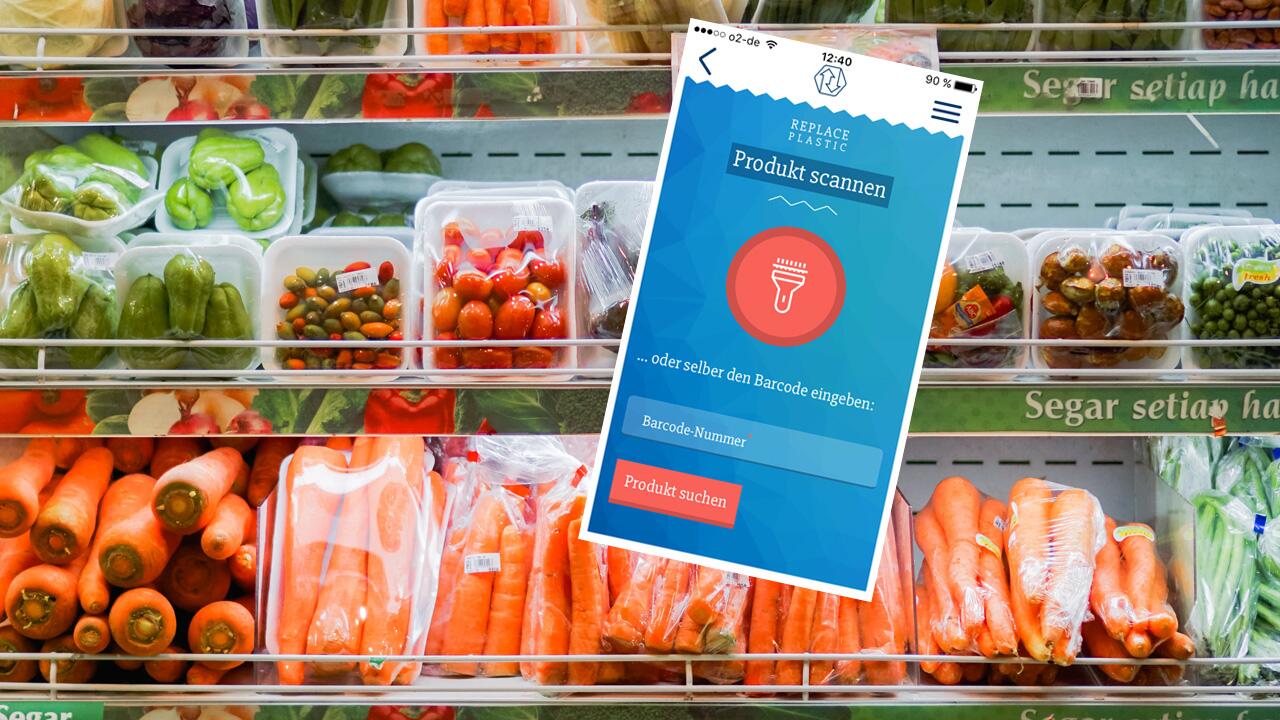 Unnötige Plastikverpackungen um Lebensmittel können per App gemeldet werden.