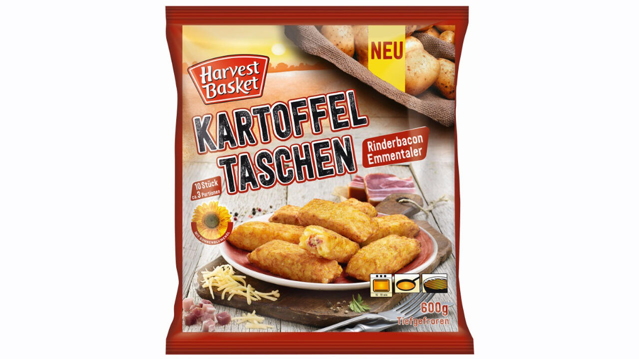 Die Wernsing Feinkost GmbH informiert über einen Warenrückruf des Lebensmittels "Harvest Basket Kartoffeltaschen Rinderbacon Emmentaler, 600g"