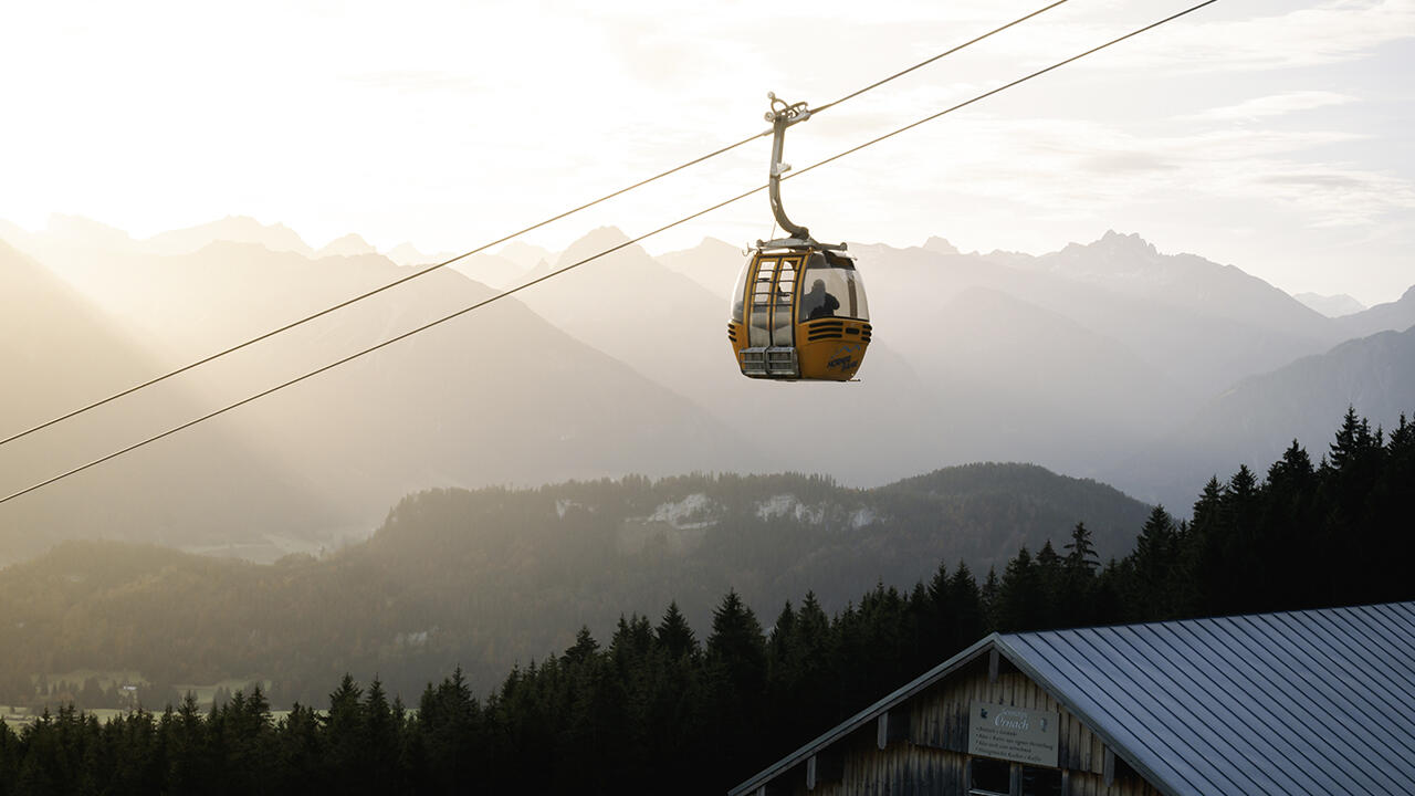 Startpunkt des Panorama-Höhenwegs im Allgäu ist die Bergstation der Hörnerbahn.