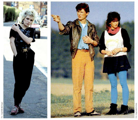 Das Jahrzehnt des schlechten Geschmacks? Zumindest Kim Wilde (links) und Nena (mit blauer Strumpfhose) haben sich danach modisch verbessert. Was aber nicht allzu schwer war.