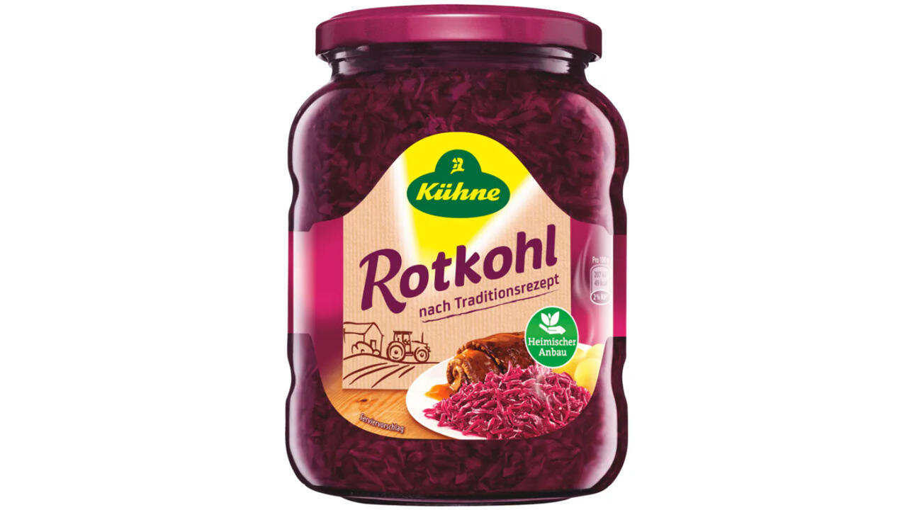 Produktrückruf Kühne Rotkohl nach Traditionsrezept 720 ml im Glas: Gefahr durch Fremdkörper im Produkt