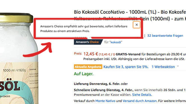 Kriterien für "Amazon's Choice": Sehr gut bewertet, schnell lieferbar, guter Preis Kriterien für "Amazon's Choice": Sehr gut bewertet, schnell lieferbar, guter Preis