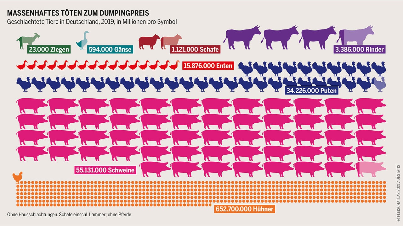 Besonders häufig konsumierten die Deutschen im vergangenen Jahr Schweine- und Hühnerfleisch.