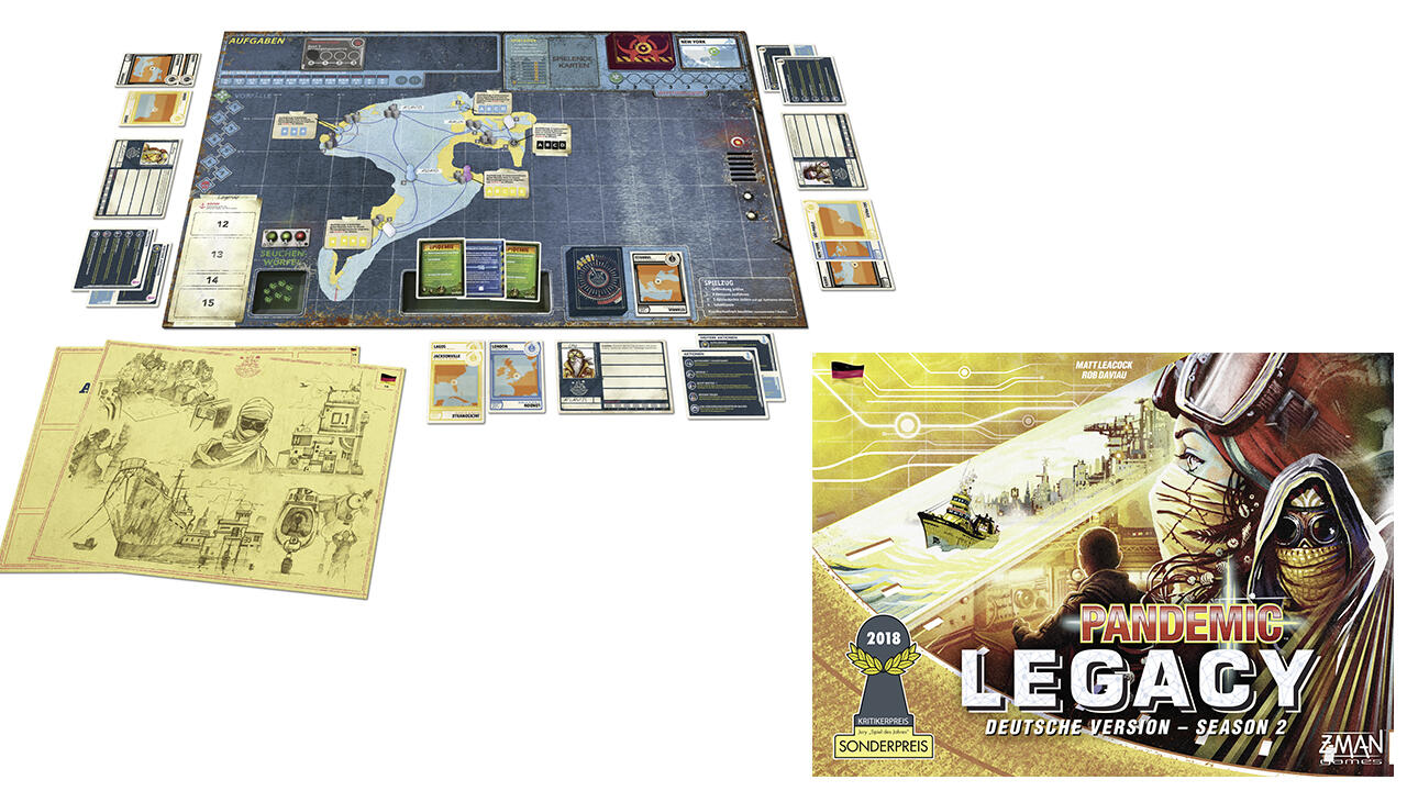 Pandemic Legacy Season 2 (Z-Man Games), 2–4 Spieler, ab 14 Jahre, ca. 60 Euro