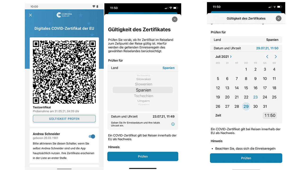Neue Funktion: EU-Zertifikatsprüfung vor einer Reise Neue Funktion: EU-Zertifikatsprüfung vor einer Reise