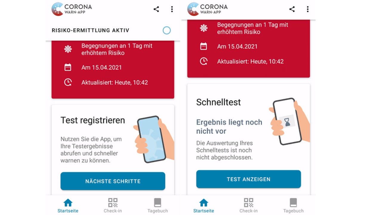 Anzeige von Schnelltest-Ergebnissen in Corona-Warn-App Version 2.1