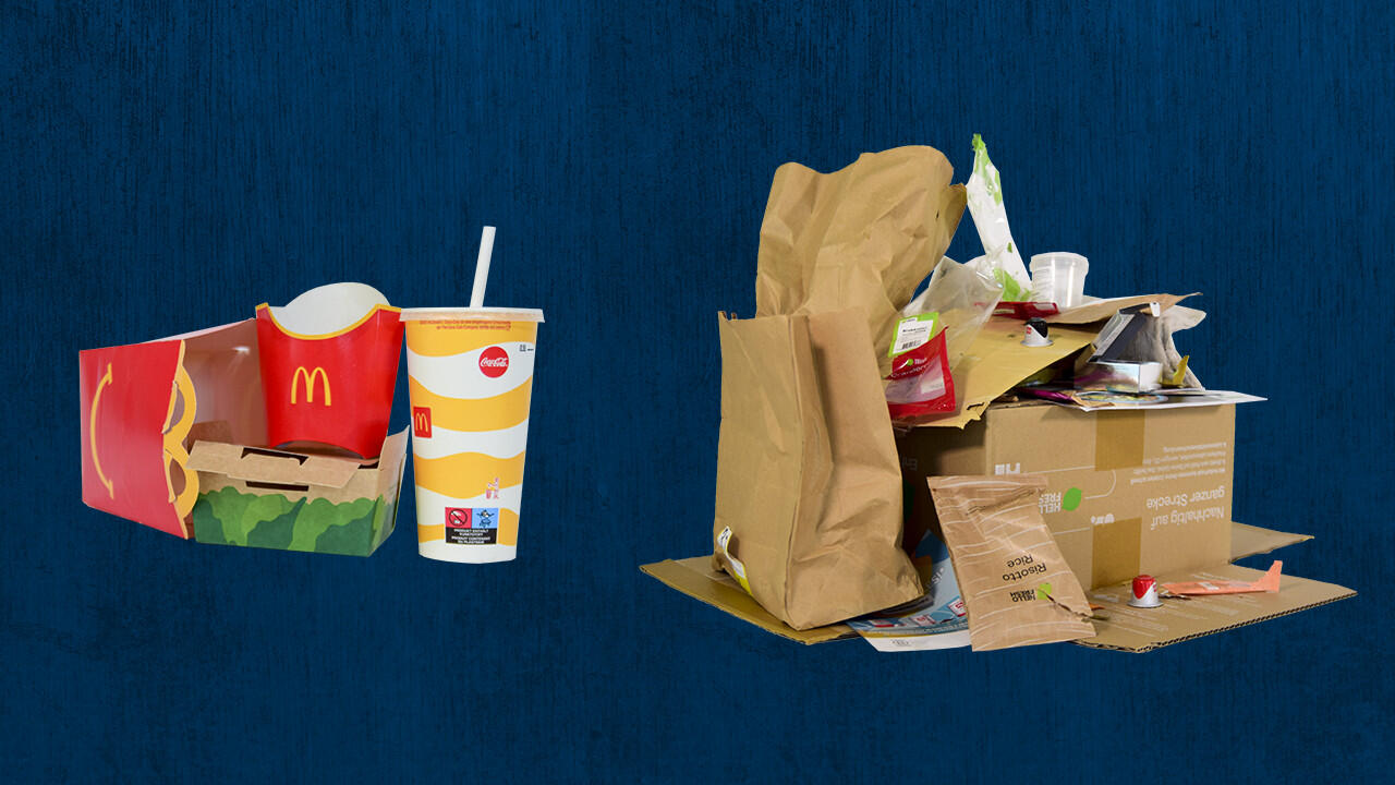 Was wird "die dreistete Umweltlüge des Jahres"? Links im Bild: McDonald's, recht HelloFresh