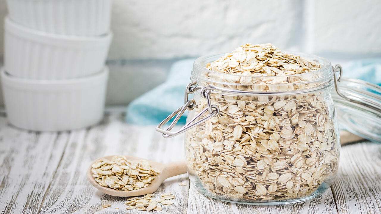 Haferflocken bilden die Basis für Overnight Oats. Haferflocken bilden die Basis für Overnight Oats.