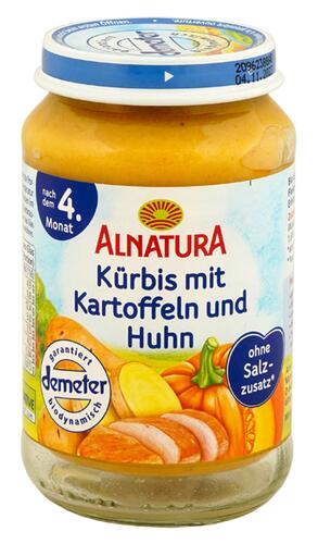 Alnatura Kürbis mit Kartoffeln und Huhn, Demeter