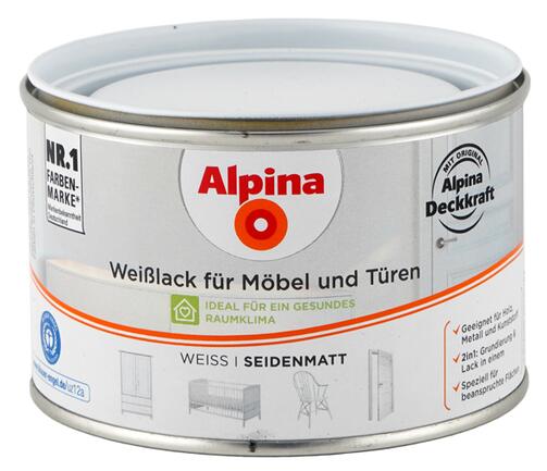 Alpina Weißlack für Möbel und Türen weiß seidenmatt