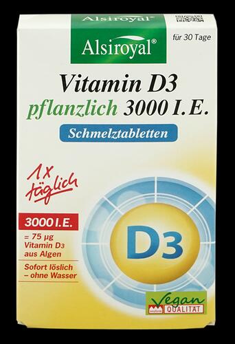 Alsiroyal Vitamin D3 pflanzlich 3000 I.E., Schmelztabletten