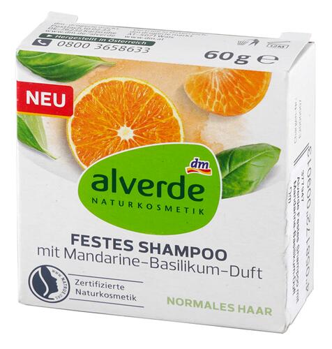Alverde Festes Shampoo mit Mandarine-Basilikum-Duft
