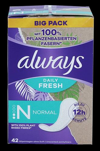Always Daily Fresh Slipeinlagen mit 100% pflanzenbasierten Fasern, Normal, 42 Stück