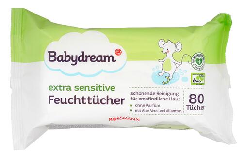 Babydream Extra Sensitive Feuchttücher, 4er Pack