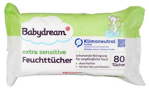 Babydream Extra Sensitive Feuchttücher, 4er Pack