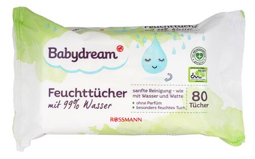 Babydream Feuchttücher mit 99% Wasser, 4er Pack
