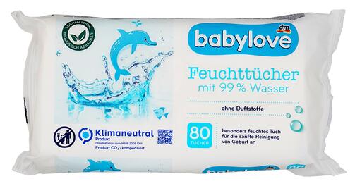 Babylove Feuchttücher mit 99% Wasser