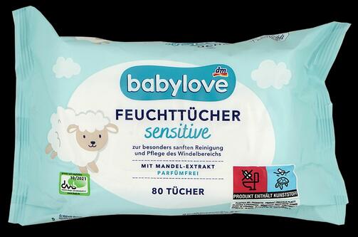 Babylove Feuchttücher sensitive, 4er Pack