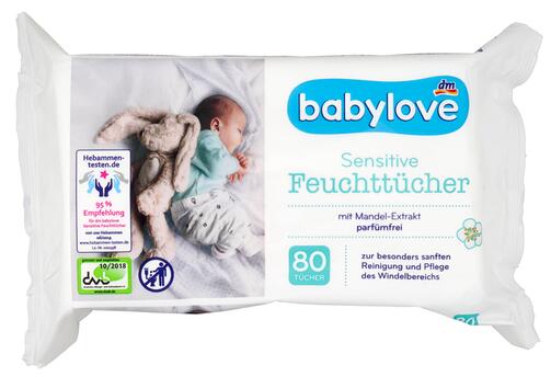 Babylove Sensitive Feuchttücher, 4er Pack