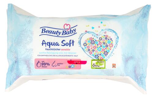Beauty Baby Aqua Soft Feuchttücher Sensitiv, 99% Wasser