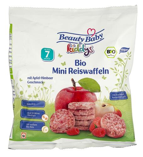 Beauty Baby Bio Mini Reiswaffeln mit Apfel-Himbeer Geschmack