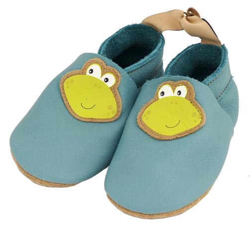 Beauty Baby Krabbelschuhe, blau mit Frosch