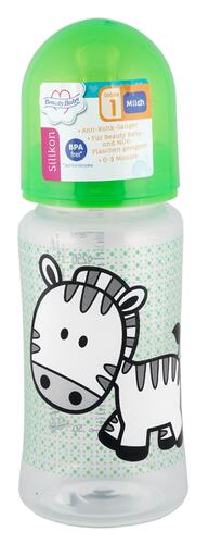 Beauty Baby Weithalsflasche Gr. 1 Milch, Zebra, grün, 300 ml