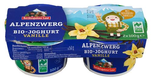 Berchtesgadener Land Alpenzwerg Bio-Joghurt Vanille, Naturla