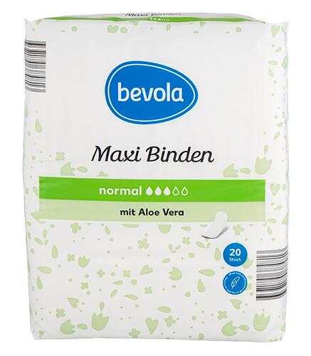 Bevola Maxi Binden, normal mit Aloe Vera Bevola Maxi Binden, normal mit Aloe Vera