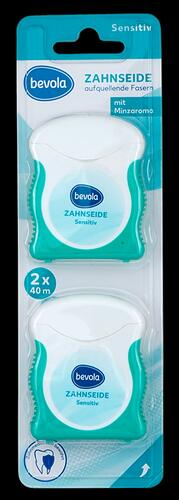 Bevola Zahnseide sensitiv mit Minzaroma, aufquellende Fasern, 2 x 40 m
