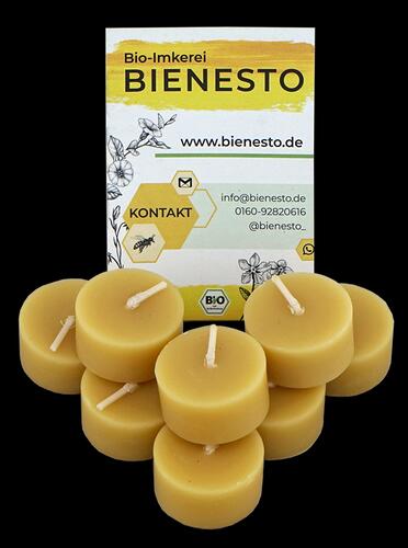 Bienesto Bienenwachs-Teelichter Set, 8 Stück