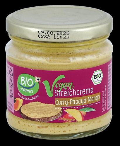 Bio Primo Streichcreme Vegan Curry-Papaya-Mango