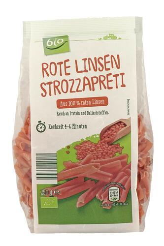 Bio Rote Linsen Strozzapreti aus 100 % roten Linsen