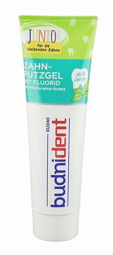 Budnident Zahnputzgel mit Fluorid Junior, Pfefferminz-Aroma Budnident Zahnputzgel mit Fluorid Junior, Pfefferminz-Aroma